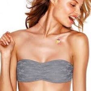 Victoria’s Secret Pink Gray Floral Lace Bandeau Small Bralette